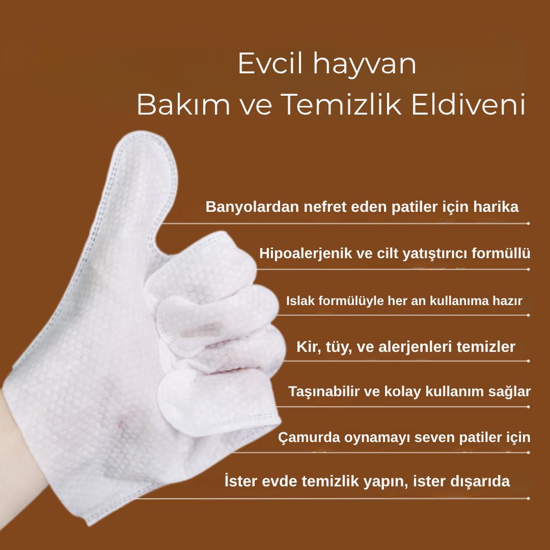 PatiliDünyam™ Islak Temizlik ve Bakım Eldiveni Çift Taraflı