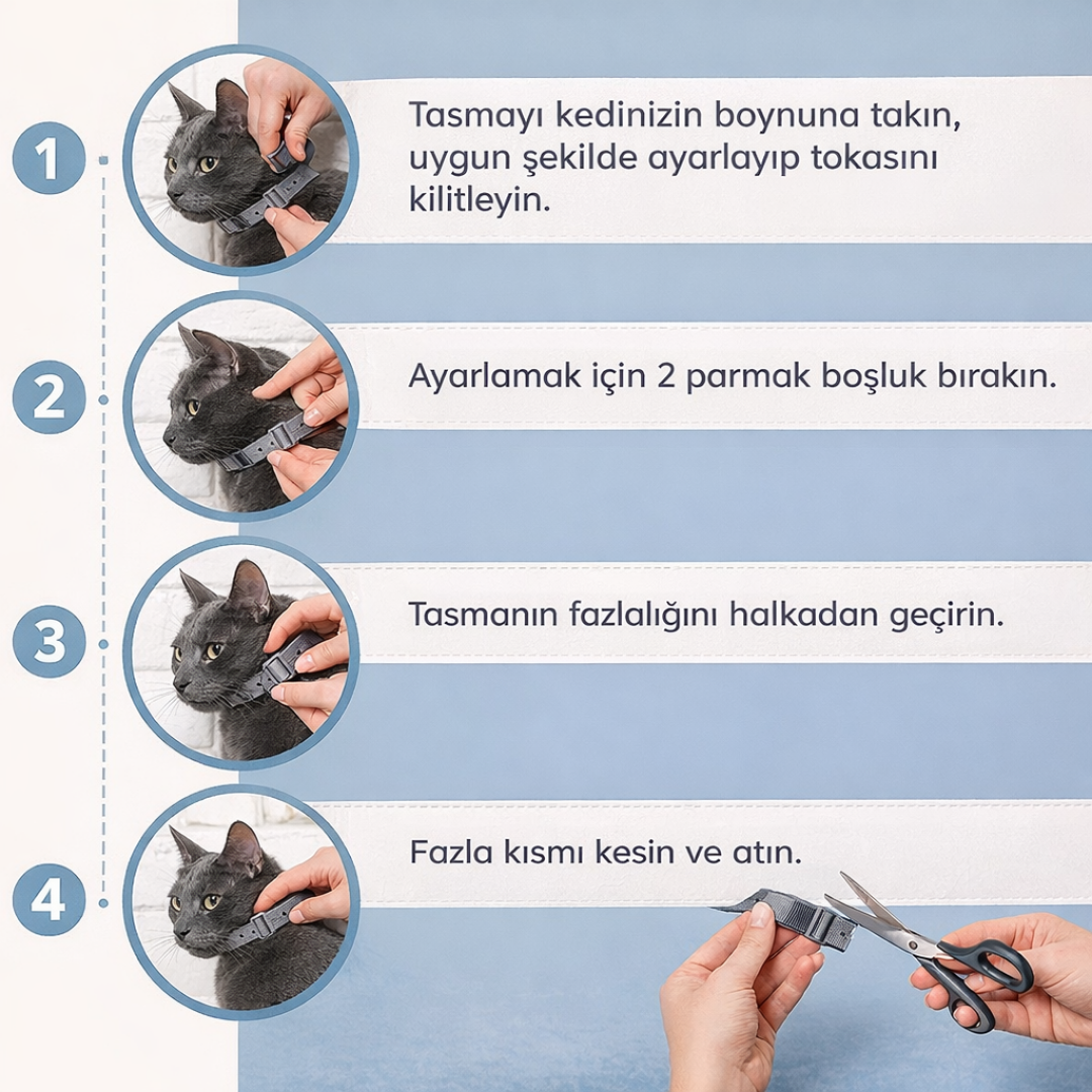 PatiliDünyam™ Sakinleştirici Kedi Tasması gri renk