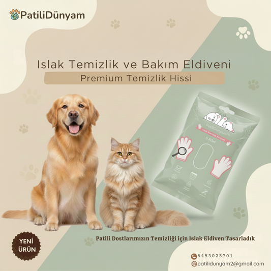 PatiliDünyam™ Islak Temizlik ve Bakım Eldiveni Çift Taraflı